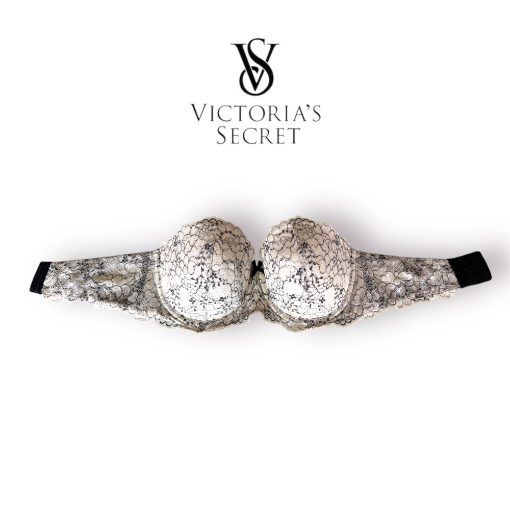 Victoria's Secret Dream Angels Strapless Bra (Ivory & Black Lace)